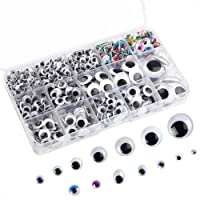 FEPITO 1150 Piezas Autoadhesivas Googly Wiggle Eyes Wobbly Eyes para proyectos de Manualidades de 5 mm a 25 mm de…